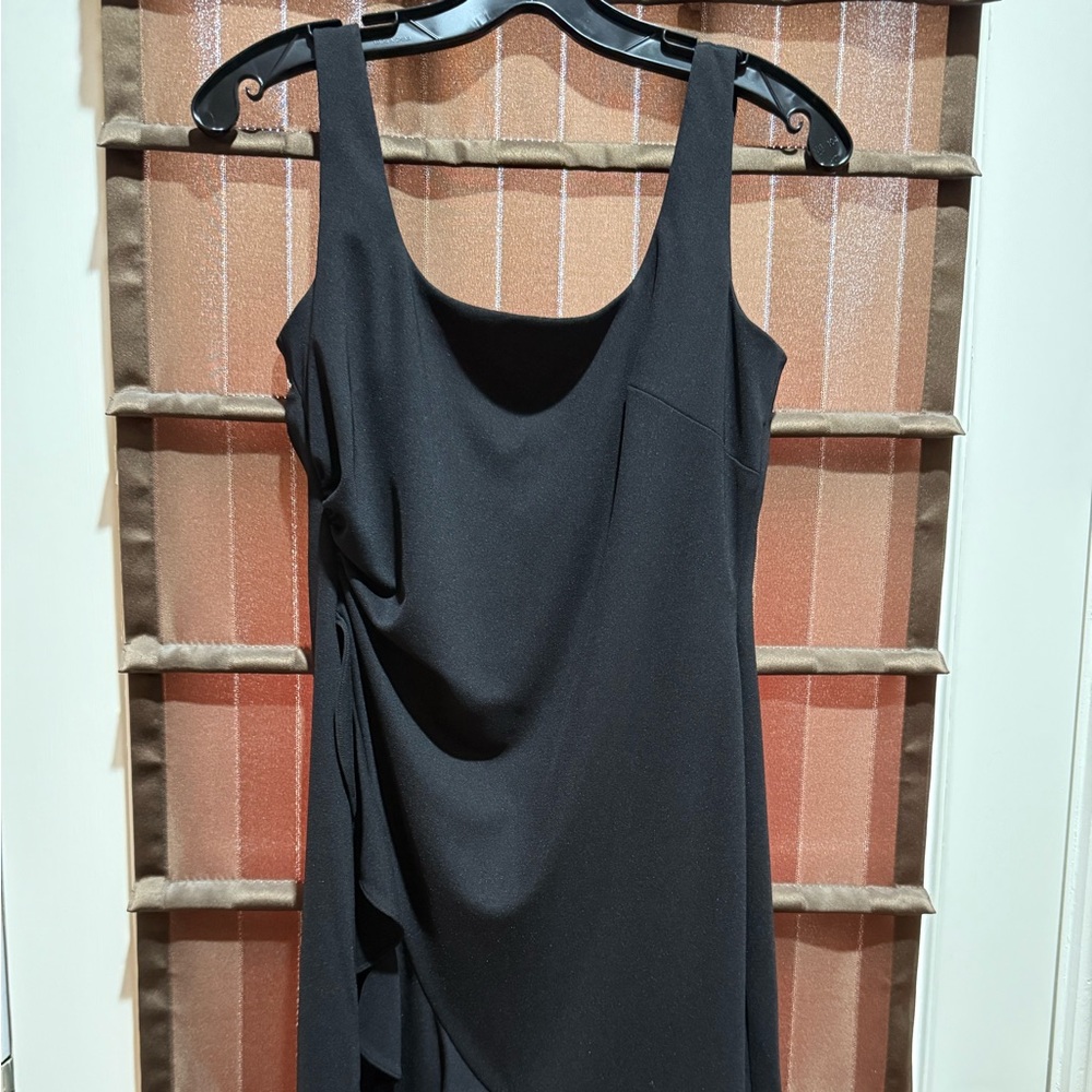 Black sleeveless dress with ruffle trim by Phoebe, size 2